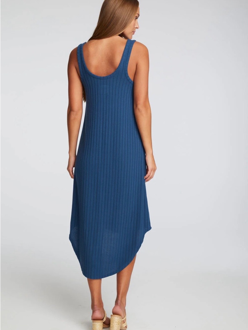 Chaser Blue Ribbed High-Low Tank Dress - Picture 3 of 4